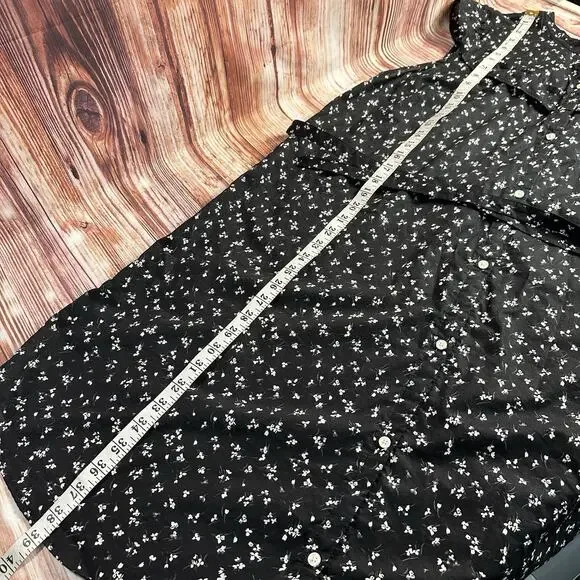 Old Navy Size X Large Black White Floral Cap Sleeve Ruffle Button Shirt Dress - Picture 6 of 9